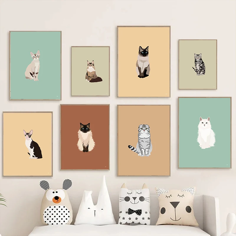 Home Cinema Classic - Affiches imprimées de chats siamois Sphynx