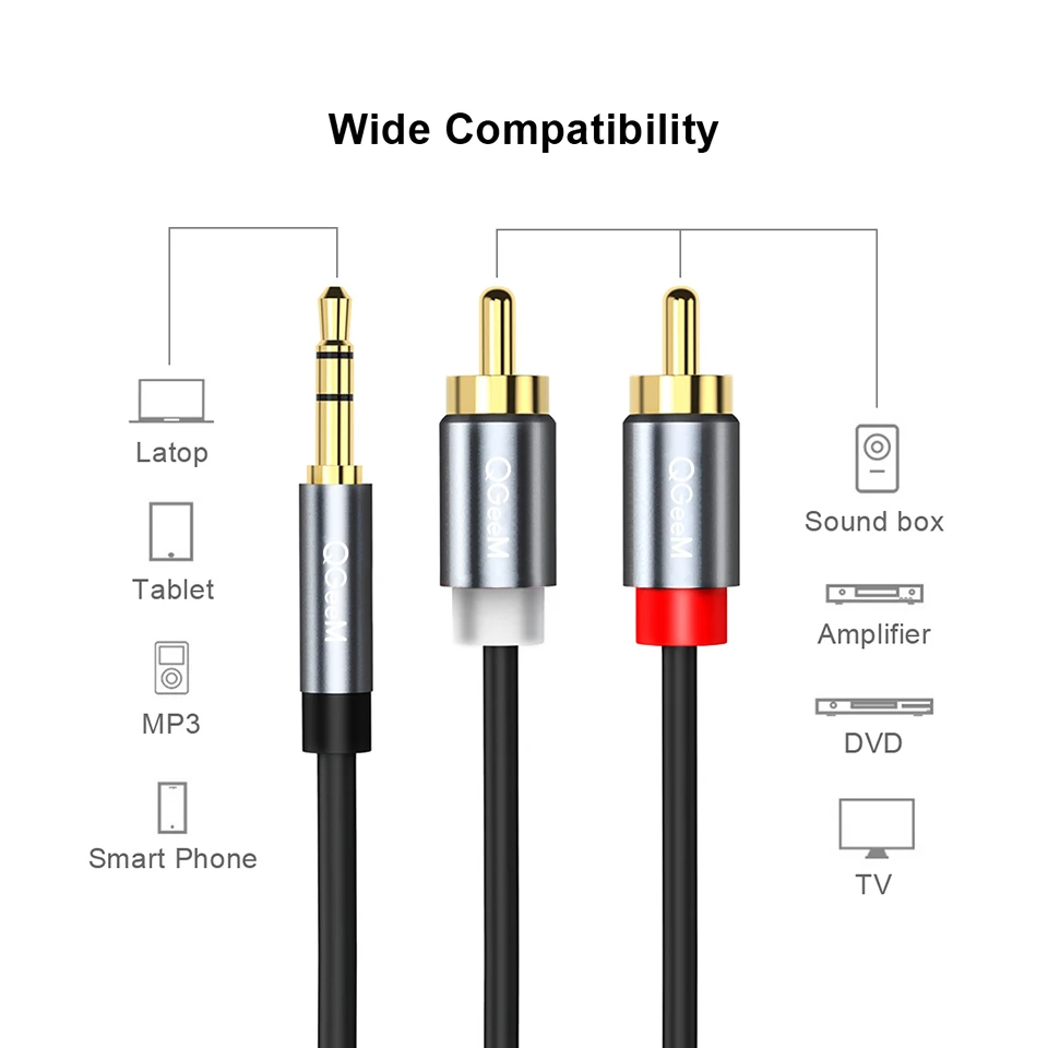 Câble RCA QGeeM 2RCA vers 3.5m - Home Cinema App avis et prix