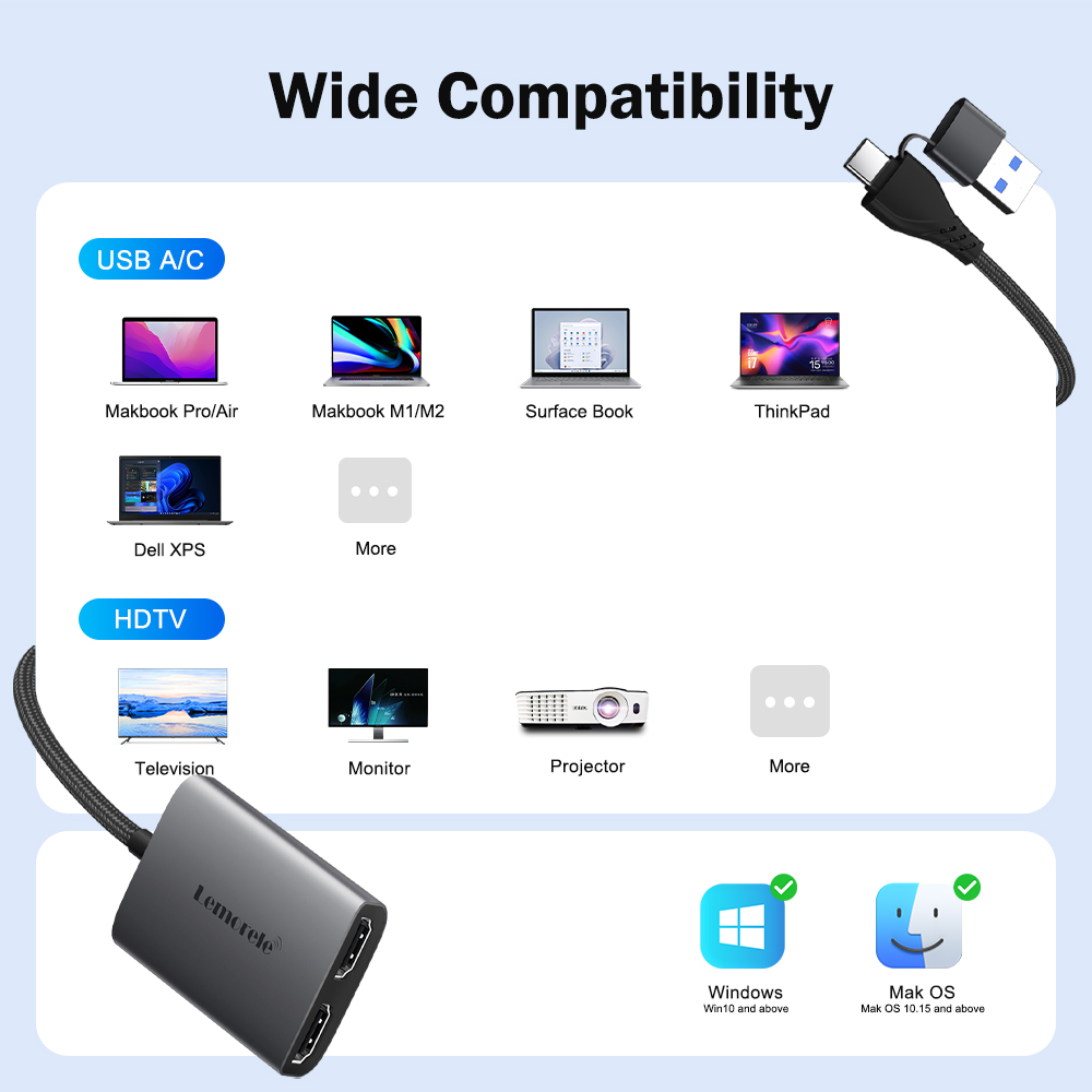 Lemorele – adaptateur double H - Home Cinema With Projector avis et prix